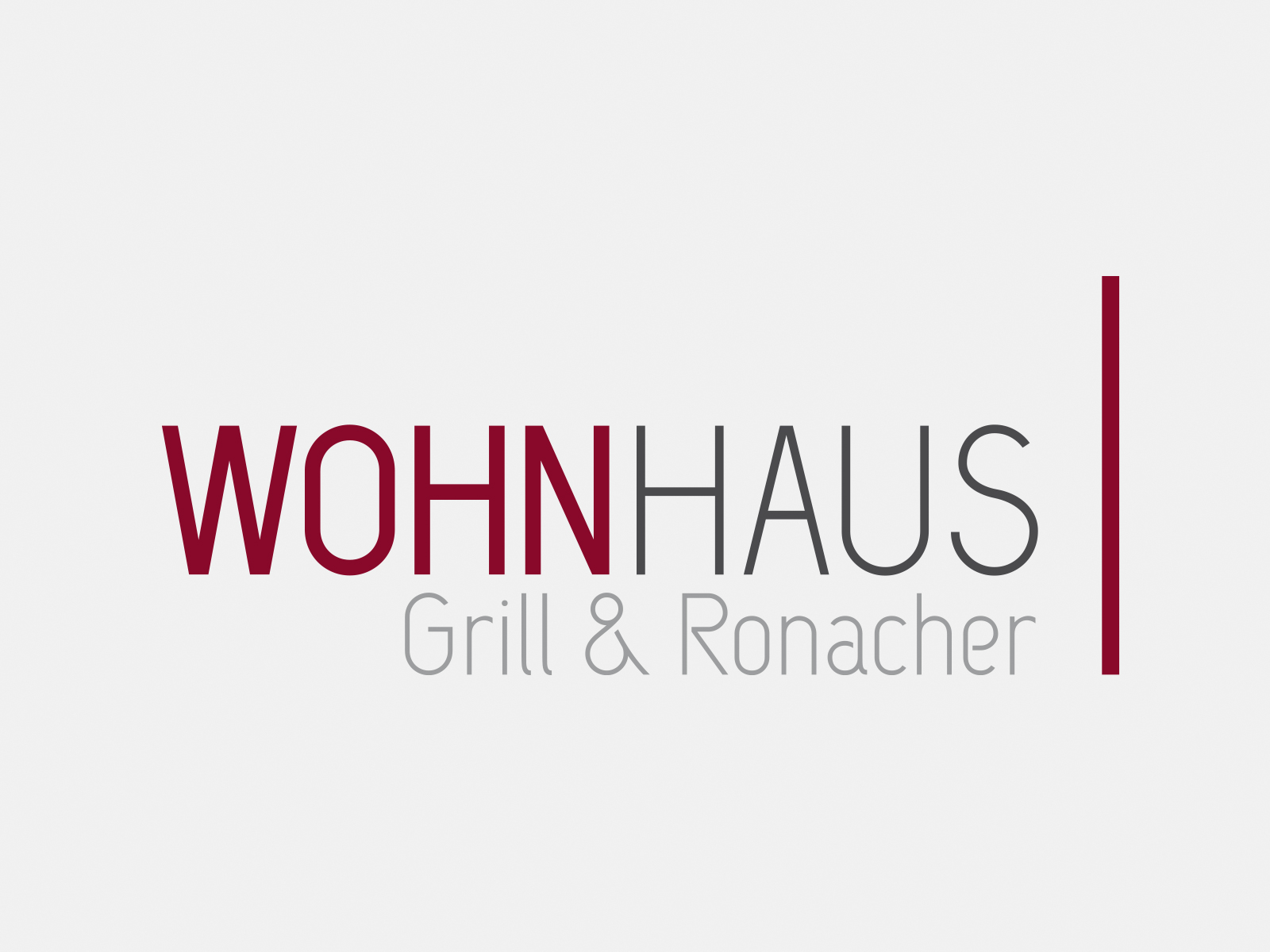 Logo WOHNHAUS Grill & Ronacher in Farbe auf grauem Hintergrund