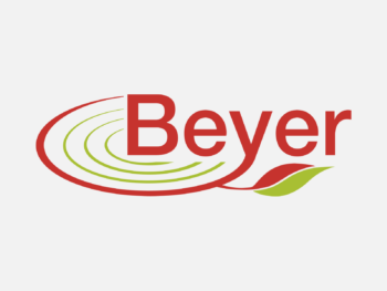 Logo Beyer in Farbe auf grauem Hintergrund