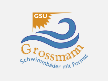 Logo Grossmann in Farbe auf grauem Hintergrund