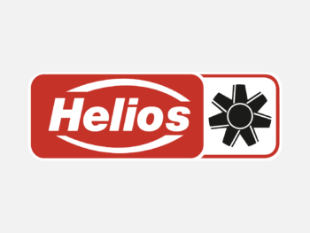 Logo Helios in Farbe auf grauem Hintergrund