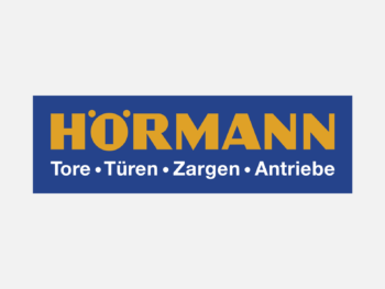 Logo HÖRMANN in Farbe auf grauem Hintergrund