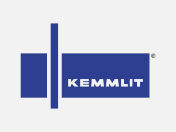 Logo KEMMLIT in Farbe auf grauem Hintergrund