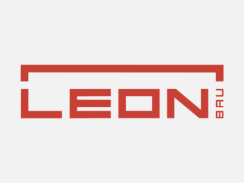 Logo LEON Bau in Farbe auf grauem Hintergrund