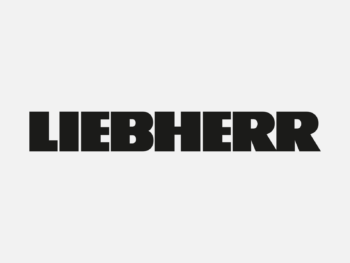 Logo LIEBHERR in Farbe auf grauem Hintergrund