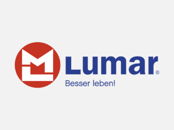 Logo Lumar in Farbe auf grauem Hintergrund