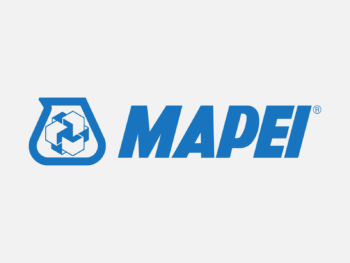 Logo MAPEI in Farbe auf grauem Hintergrund