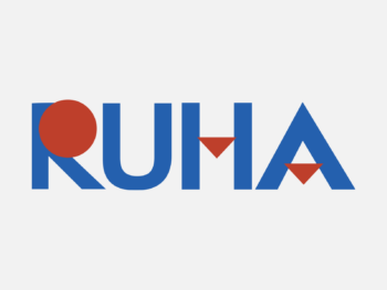 Logo RUHA Stelzmüller in Farbe auf grauem Hintergrund
