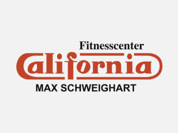 Logo Fitnesscenter California in Farbe auf grauem Hintergrund