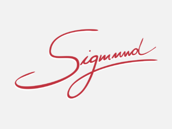 Logo Sigmund in Farbe auf grauem Hintergrund