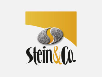 Logo Stein & Co. in Farbe auf grauem Hintergrund