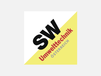 Logo SW Umwelttechnik in Farbe auf grauem Hintergrund