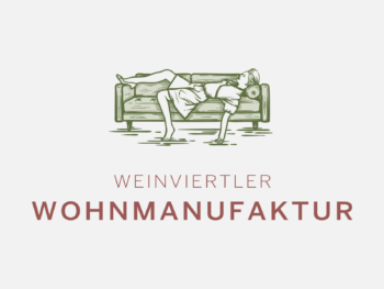 Logo Weinviertler Wohnmanufaktur in Farbe auf grauem Hintergrund