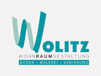 Logo Wolitz Wohnraumgestaltung in Farbe auf grauem Hintergrund