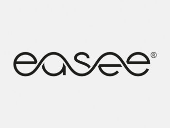 Logo easee in Farbe auf grauem Hintergrund